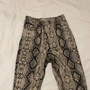 Snake print , high-waist ankle pants . Really cute